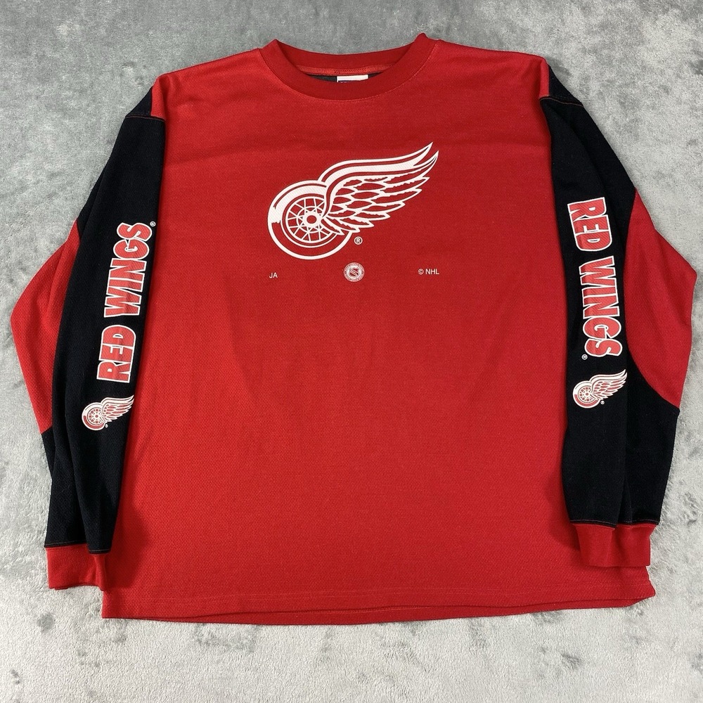 Vintage Detroit Red Wings Shirt Mens XL Yzerman Thermal Knit Long Sleeve‎ Hockey